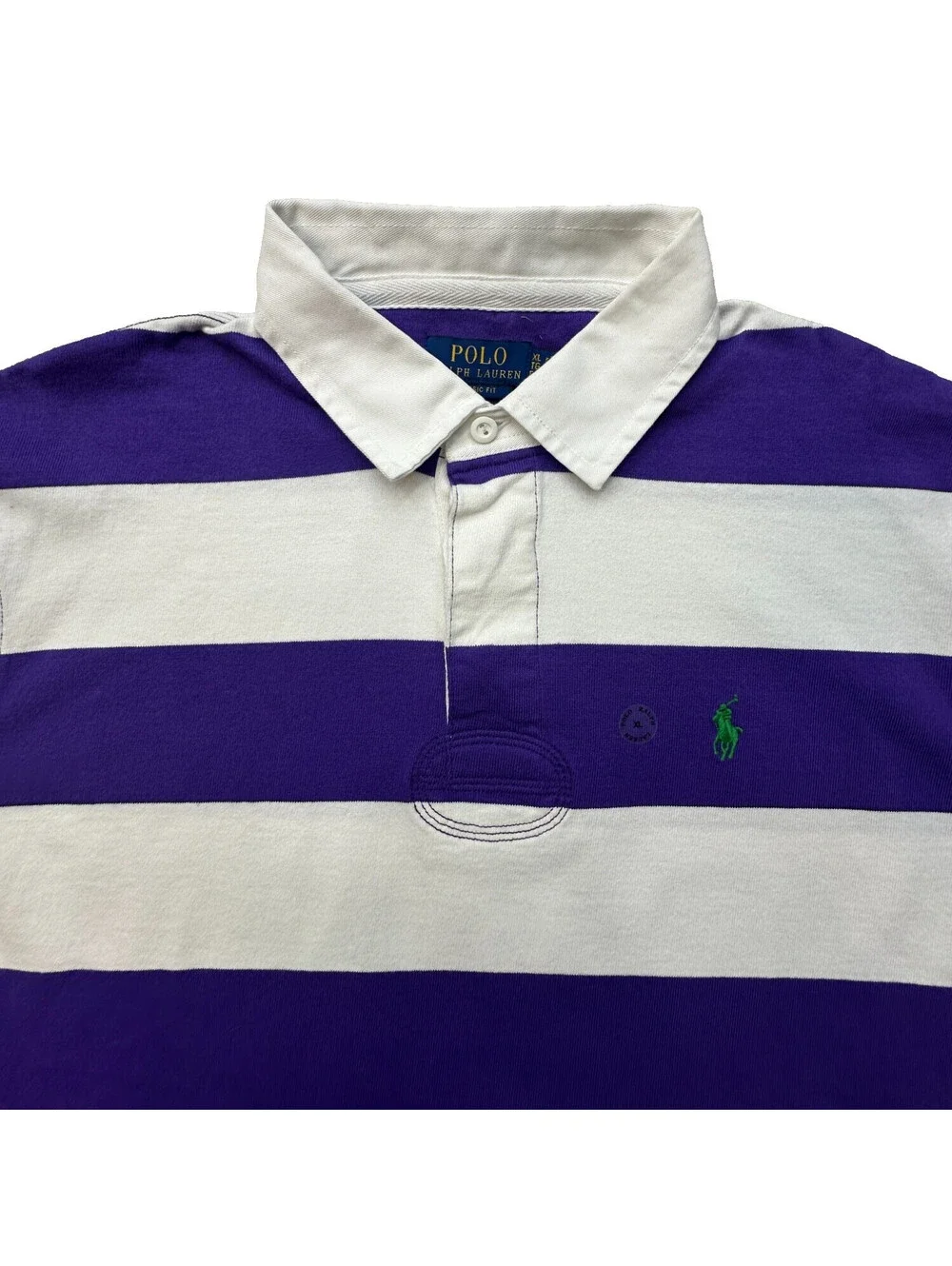 Polo Ralph Lauren The Iconic Rugby Shirt Mens XL Purple/White Long Sleeve NWOT